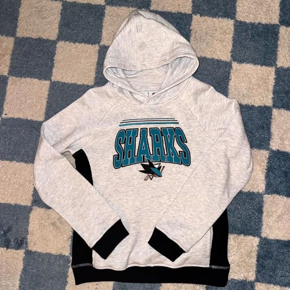 San Jose Sharks NHL Hoodie Youth Large 14/16 Gray Black Teal Hocke